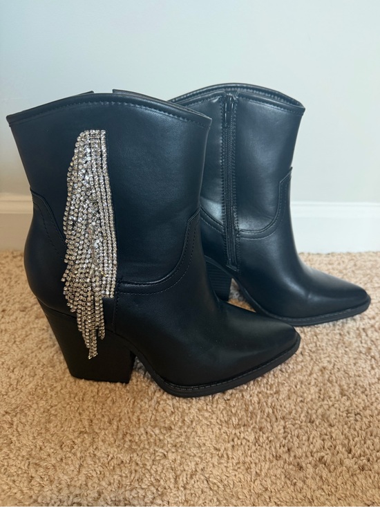 Forever 21 Shoes - NWT Black Ankle Boots with Rhinestone Fringe